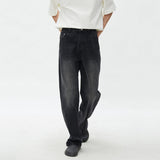 Taooba- 9534 WASHED BLACK STRAIGHT DENIM JEANS