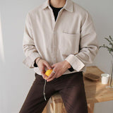 Taooba-3505 DARK CREAM CORDUROY COLLAR SHIRT