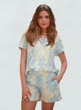 Taooba- Casual Printed Short Sleeve Pajamas Shorts Suit