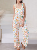 Taooba- Two Piece Graphic Printed Sleeveless Shirt and Pants Set