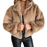 tie outfit Women's Autumn and Winter Rabbit Fur Faux Fur Zipper Cardigan Plush Warm Coat