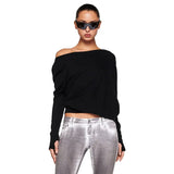 Taooba Lesly Asymmetric Cropped Long Sleeve Top