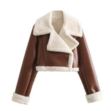 shoes 2024 Spring Fur Integrated Short Street Hot Girl Motorcycle Jacket