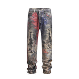 jeans High Street Washed Loose Wide Leg Profile Digital Printed  Jeans Jeans