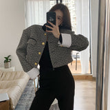 fashion outfits Black and White Contrast Color Stand Collar French Retro Equestrian Clothing Women's Clothing 2024 Spring and Autumn Short Suit Jacket