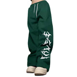 comfy school outfits New Loose Style Letter Print Elastic Drawstring Waist Sports Pants for Men and Women