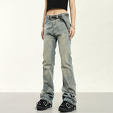 RTK (W) Taooba. 1917 YELLOW BLUE SLIM MICRO FLARED DENIM JEANS