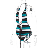 Taooba Etty Striped Crochet Bodysuit