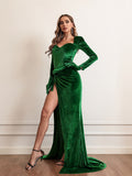 mcbling dress to impress Women's Autumn and Winter Elegant Slim-Fit Sexy Chest High Waist Velvet Dress Dress