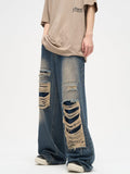 Taooba- 10130 DISTRESSED BAGGY WIDE STRAIGHT DENIM JEANS