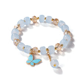 bracelets New Butterfly Crystal Glass Bracelet Women's All-Match High-Grade Accessories Beaded Jewelry