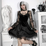 grunge dti  Dark Style Autumn New Hip Hop Lace Fashion Chest Speaker Long Sleeve Dress