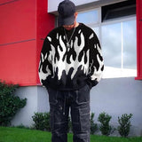 y2k outfits Winter New High Street Street Casual Contrast Color Loose Knitted Sweater Top Men's Sweater