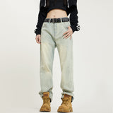 RTK (W) Taooba. 1527 YELLOW BLUE SLIM STRAIGHT DENIM JEANS