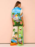 Taooba- Sunny Beach Style Printed Two Piece Set Pants