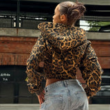 Taooba Rosalynn Leopard Zipper Hooded Cardigan