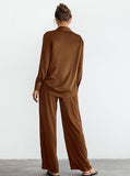 Taooba- Comfortable High-End Long Sleeved Trouser Simple Two-Piece Set