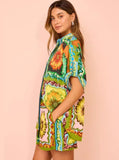 Taooba- Versatile Printed Daisy Flower Casual Loose Two Sets