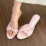 women halloween costumes guys Gentle French Style Summer 2024 Pink Bowknot Sandals Women's Summer Stiletto High Heel Shoes