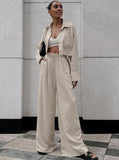 Taooba- Fashionable Wrinkled Design Long-Sleeve Trouser Casual Suit