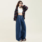 1980s fashion trends  Women's American Blue Wide Leg Jeans Women's Autumn and Winter High Waist Loose Draping Mop Pants