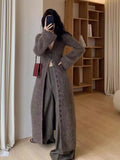 datenight fall outfits Fall/Winter 2024 French Style Long Waist Slimming Knitted Cardigan High-Grade Temperament Sweater Coat for Women