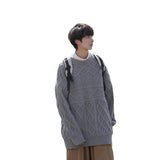 outfit inspo fall Lazy Sweater Men's Autumn and Winter New Thick Thread Twist Thickened round Neck Rhombus Pullover Loose Wool Sweater Fashion