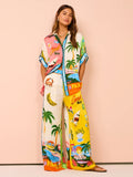 Taooba- Sunny Beach Style Printed Two Piece Set Pants