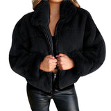 tie outfit Women's Autumn and Winter Rabbit Fur Faux Fur Zipper Cardigan Plush Warm Coat