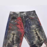 jeans High Street Washed Loose Wide Leg Profile Digital Printed  Jeans Jeans