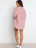 Taooba- Red Striped Long Sleeves and Shorts Set