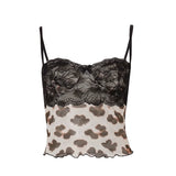 Taooba Tess Lace Backless Leopard Camisole