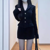 tailgate outfit black women Hepburn Style This Year Popular Beautiful Suit Skirt Black Suit Dress Female 2024 Early Spring