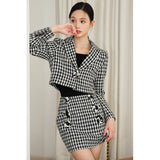 Taooba business casual outfits 2024 Spring Houndstooth Suit Hera Fragrant High Waist Skirt Slimming Suit Suit