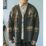 men’s fall fashion Cardigan V-neck Knitted Sweater Men's Spring and Autumn Lazy High-Grade Japanese Retro Casual Couple Coat