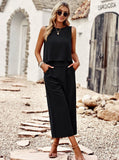 Taooba- Two Piece Sleeveless Top Wide Leg Square Pants