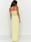 Taooba- Two Piece Yellow Sleeveless Top and Long Skirt Set