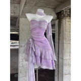 dress to impress divine being Princess Dress Adult Dress High-End Light Luxury Niche Birthday Dress Heavy Work Ruffled Purple Sling