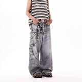 90s streetwear Jeans Men's Spring and Autumn New American Retro Mopping Pants Loose Straight High Street High Street Washed Trousers