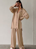 Taooba- Two Piece Sleepwear Long Sleeve and Loose Pants Pajama Set