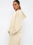 Taooba- Casual Apricot Hooded Long Sleeve Sweater and Trousers Set