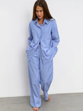 Taooba- French Striped Comfortable Lace-Up Lapel Two-Piece Suit