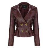 2000s fashion 2024 Spring and Autumn Sexy Wine Red Short Jacket Pleated Skirt Suit Suit Collar Sweet and Spicy Style