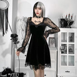 grunge dti  Dark Style Autumn New Hip Hop Lace Fashion Chest Speaker Long Sleeve Dress