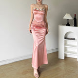 prom dresses Style 2024 Spring Women's Embroidered Lace Strap Solid Color Vest Tight Waist Hip Skirt