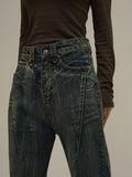 Taooba- 10800 GRADIENT BLUE DENIM STRAIGHT JEANS