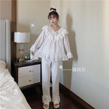 alien invasion dress to impress Sweet Palace Style Homewear Lace Long Sleeve Women's Pajamas Pajama Pants Suit + Dress Nightdress