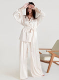 Taooba- Elegant Two Piece French V-Neck Nightwear Wide Leg Pants