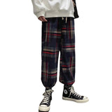 coachella valley music festival Spring High Street Ins Casual Pants Men's Trendy Plaid Sports Pants Youth Loose Drawstring Ankle-Tied Pants