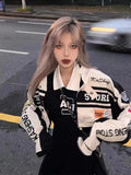 casual outfits Couple Detachable Motorcycle Baseball Jacket Women's Autumn Thin Vintage American Retro Racing Hot Girl Suit